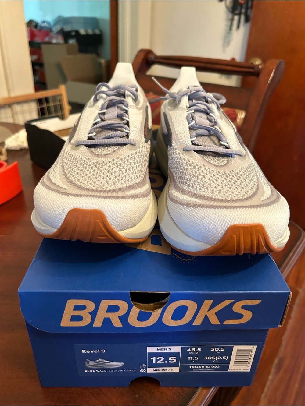 Brooks Men's Athletic Shoes in Light Gray and Orange Accents